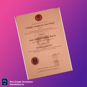 Blank Colombia Colegio Campestre San Diego High School Diploma Document Preview - BlankDocs