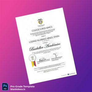 Blank Colombia Colegio Jorge Isaacs High School Diploma Document Preview - BlankDocs