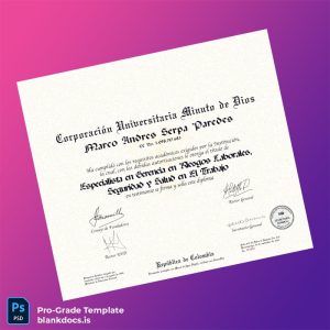 Blank Colombia Corporación Universitaria Minuto de Dios Specialist in Management of Labor Risks, Safety, and Health at Work Template Document Preview - BlankDocs