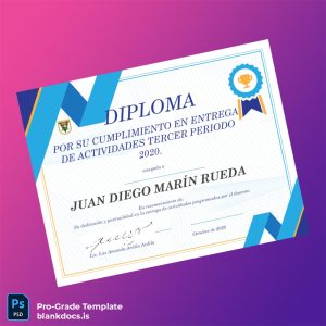 Blank Colombia Diploma for Timely Submission of Activities 2020 Template Document Preview - BlankDocs