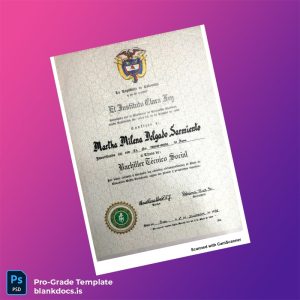 Blank Colombia El Instituto Clara Fey Technical Bachelor Certificate Document Preview - BlankDocs