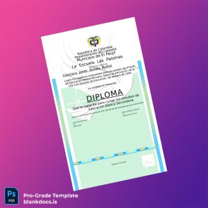 Blank Colombia Escuela Las Palomas Primary School Diploma Template Document Preview - BlankDocs