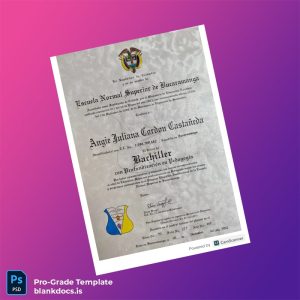 Blank Colombia Escuela Normal Superior de Bucaramanga High School Diploma Document Preview - BlankDocs
