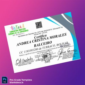 Blank Colombia Fundación Nuestra Señora de la Esperanza Course Certificate in Humanization Document Preview - BlankDocs