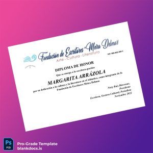 Blank Colombia Fundación de Escritores Meira Delmar Honorary Diploma Document Preview - BlankDocs