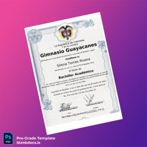 Blank Colombia Gimnasio Guayacanes High School Diploma Document Preview - BlankDocs