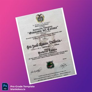 Blank Colombia Gimnasio del Calima Technical High School Diploma Document Preview - BlankDocs