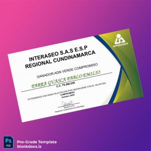 Blank Colombia INTERASEO S.A.S E.S.P Commitment Award Diploma Document Preview - BlankDocs