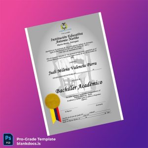 Blank Colombia Institución Educativa Antonio Nariño Academic Bachelor Degree Certificate Document Preview - BlankDocs