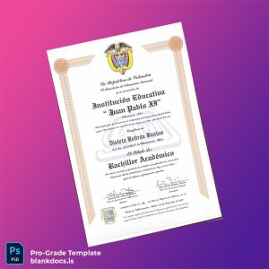 Blank Colombia Institución Educativa Juan Pablo II High School Diploma Document Preview - BlankDocs