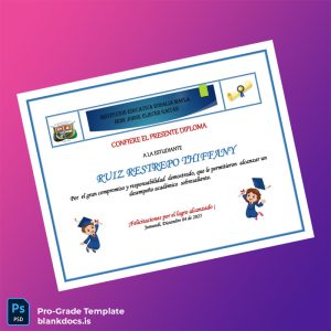 Blank Colombia Institución Educativa Rosalía Mafla High School Diploma Document Preview - BlankDocs