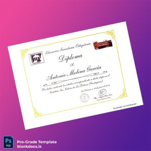 Blank Colombia Instituto San Isidro de Los Dolores High School Diploma Template Document Preview - BlankDocs