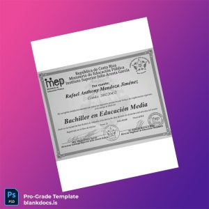 Blank Costa Rica Instituto Superior Julio Acosta García High School Diploma Document Preview - BlankDocs