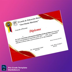 Blank Ecuador Escuela de Educación Básica _José Durán Maristany_ Seventh Grade Diploma Document Preview - BlankDocs