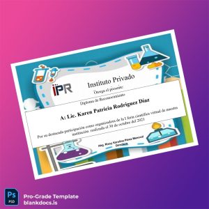 Blank Ecuador Instituto Privado Diploma de Recognition Document Preview - BlankDocs