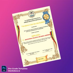 Blank Ecuador Marino Concha Richards Diploma Certificate Document Preview - BlankDocs