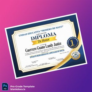 Blank Ecuador Unidad Educativa Primero de Mayo Diploma of Honor Document Preview - BlankDocs