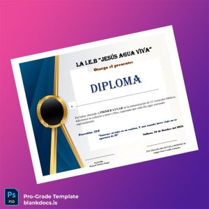 Blank El Salvador I.E.B. _Jesús Agua Viva_ Diploma Template Document Preview - BlankDocs