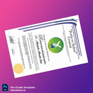 Blank El Salvador Iglesia Misión Evangélica Príncipe de Paz Jesus es Señor Recognition Diploma Template Document Preview - BlankDocs