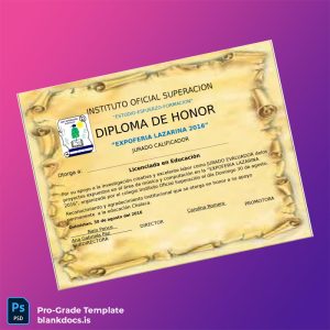Blank El Salvador Instituto Oficial Superior PHD Certificate Document Preview - BlankDocs
