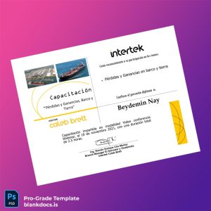 Blank El Salvador Intertek Caleb Brett Certificate of Completion in Losses and Gains at Sea and Land Document Preview - BlankDocs