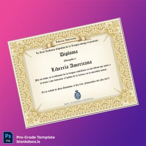 Blank El Salvador Real Academia Española Diploma Template Document Preview - BlankDocs