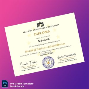 Blank Germany Academy Europe Open University Master of Business Administration Template Document Preview - BlankDocs