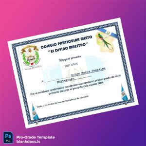 Blank Guatemala Colegio Particular Mixto _El Divino Maestro_ Diploma Certificate Document Preview - BlankDocs