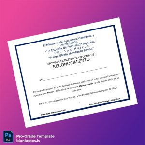 Blank Guatemala EFA San Marcos Recognition Diploma Template Document Preview - BlankDocs