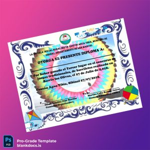 Blank Guatemala Escuela Oficial Rural Mixta Cantón Agua Tibia Diploma Document Preview - BlankDocs