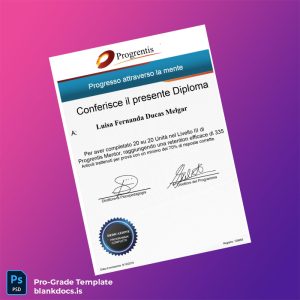 Blank Italy Progrentis Diploma Certificate Document Preview - BlankDocs