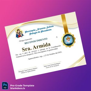 Blank Mexico Parroquia Nuestra Señora Refugio de Pecadores Recognition Certificate Document Preview - BlankDocs