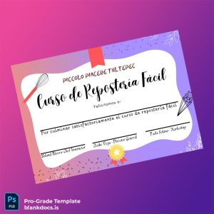 Blank Mexico Piccolo Piacere Tultepec Certificate of Completion in Easy Pastry Course Template Document Preview - BlankDocs