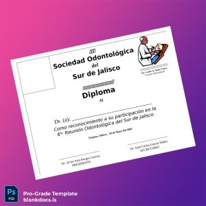 Blank Mexico Sociedad Odontológica del Sur de Jalisco Diploma Template Document Preview - BlankDocs