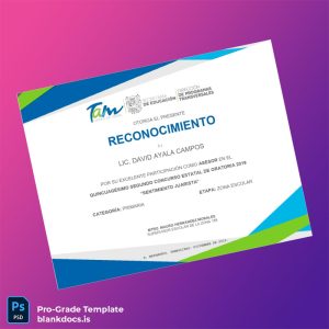 Blank Mexico Tamaulipas Recognition Certificate Template Document Preview - BlankDocs