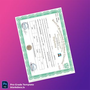 Blank Pakistan TEVTA Diploma of Carpenter Template Document Preview - BlankDocs