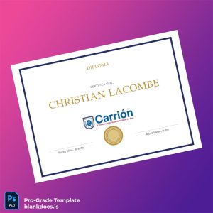 Blank Peru Carrión Institute High School Diploma Template Document Preview - BlankDocs