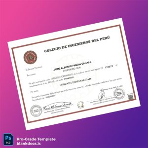 Blank Peru Colegio de Ingenieros del Perú Ingeniero Civil Diploma Document Preview - BlankDocs