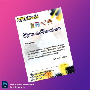 Blank Peru Diploma of Recognition in Swimming 2019 Template Document Preview - BlankDocs