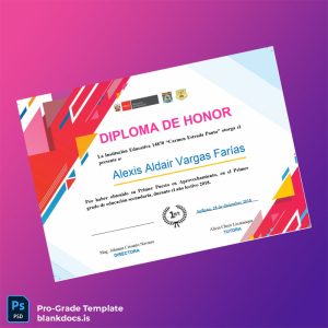 Blank Peru Educational Institution 14870 _Carmen Estrada Panta_ Honor Diploma Template Document Preview - BlankDocs