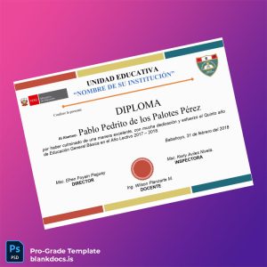 Blank Peru Educational Institution Diploma Certificate Document Preview - BlankDocs