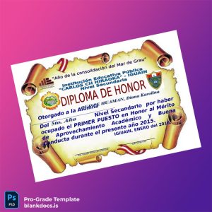 Blank Peru Educational Institution _Carlos Ch Hiraoka_ High School Diploma Template Document Preview - BlankDocs