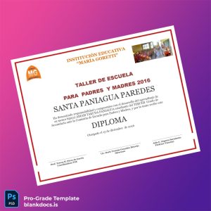 Blank Peru Educational Institution _María Goretti_ Parent School Diploma Document Preview - BlankDocs