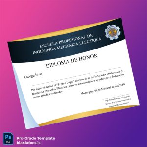 Blank Peru Escuela Profesional de Ingeniería Mecánica Eléctrica Diploma of Honor Template Document Preview - BlankDocs