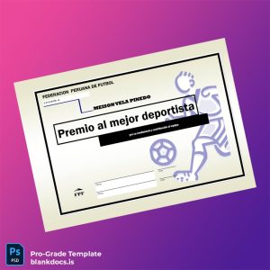 Blank Peru Federation of Football Best Athlete Award Diploma Document Preview - BlankDocs