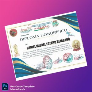 Blank Peru Federation of Teachers and Rural Education of Madre de Dios Honorary Diploma Document Preview - BlankDocs