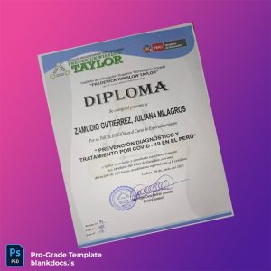 Blank Peru Frederick Winslow Taylor Institute Diploma in Prevention Diagnosis and Treatment for COVID-19 Document Preview - BlankDocs