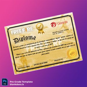 Blank Peru Free Fire Diploma Certificate Document Preview - BlankDocs