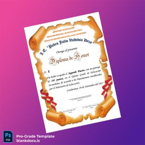 Blank Peru I.E. Pedro Julio Valdivia Díaz Honor Diploma Document Preview - BlankDocs