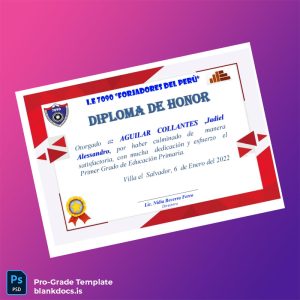 Blank Peru I.E 7090 _Forjadores del Perú_ Honor Diploma Template Document Preview - BlankDocs